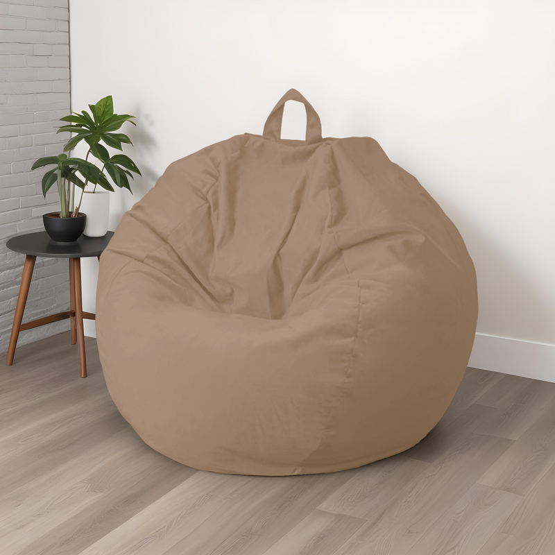 Puf Pera Gigante XXL 120x150 Beige - Terciopelo y Espuma (Gran Lujo y Confort)