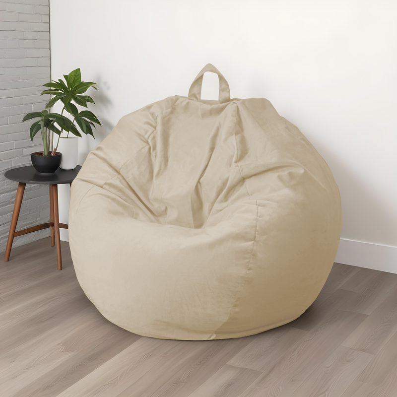 Puf Pera Gigante XXL 120x150 Crema - Terciopelo y Espuma (Gran Lujo y Confort)