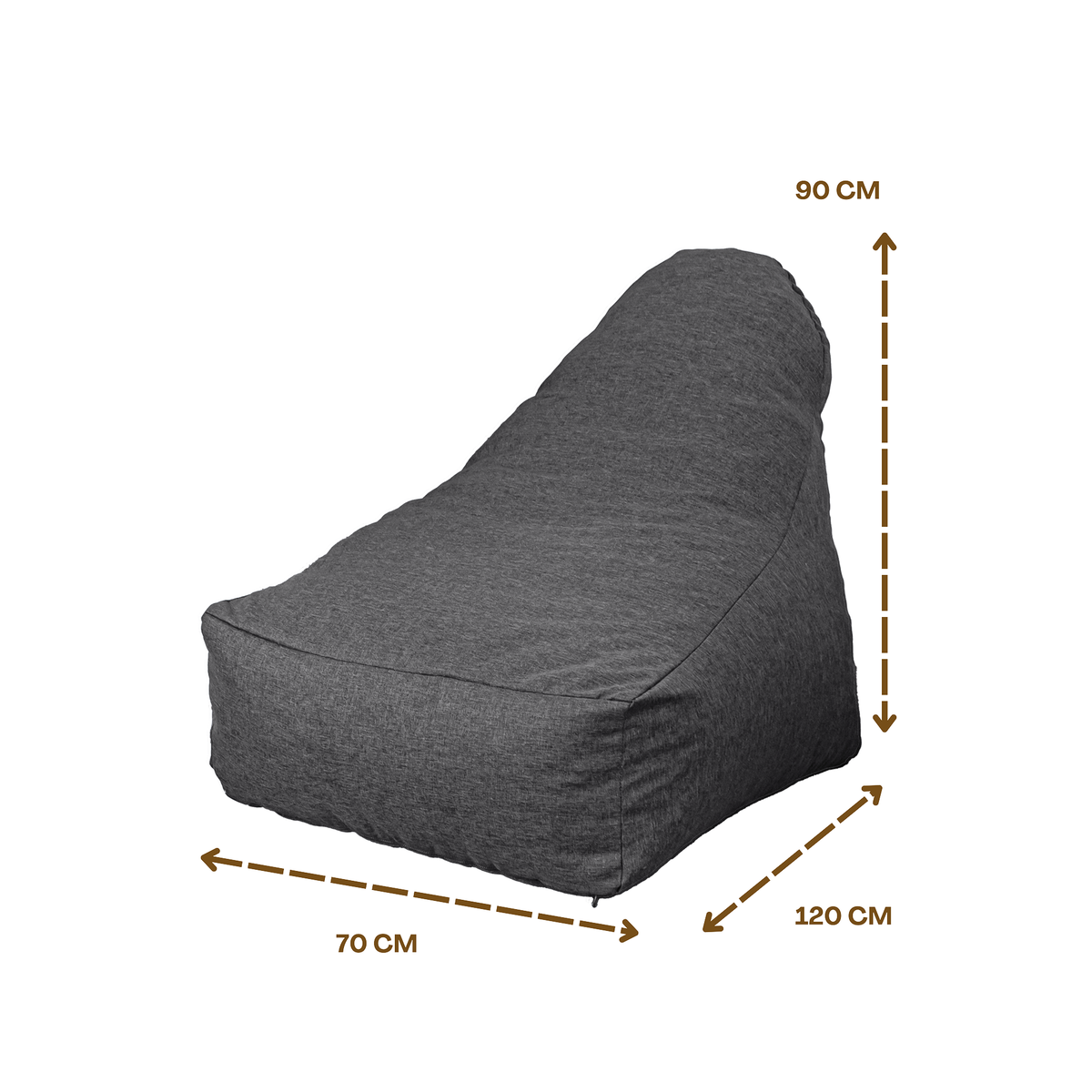 Sillón Puf XXL 120x90 Gris Chiné - Tissu Efecto Lino y Espuma (Confort de Salón) – esquema con medidas