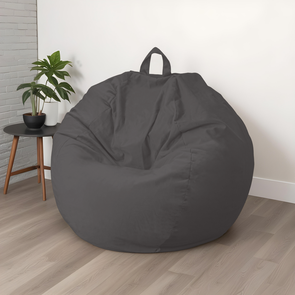 Puf Pera Gigante XXL 120x150 Gris Oscuro – Terciopelo y Espuma (Gran Lujo y Confort)