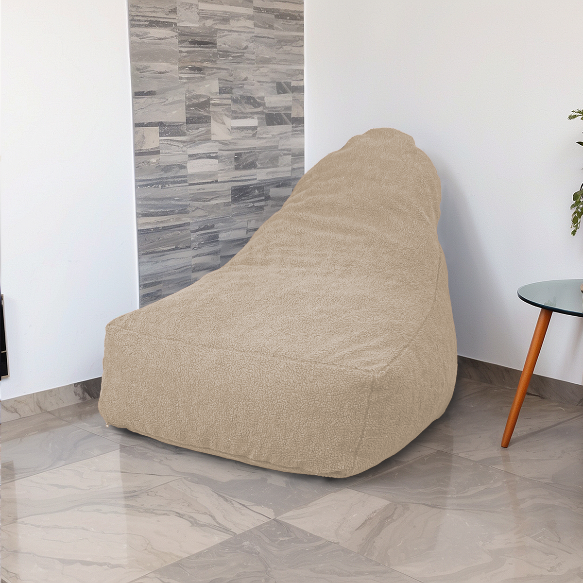 Sillón Puf XXL 120x90 Beige – Tejido Sherpa y Espuma (Cocon Douceur)