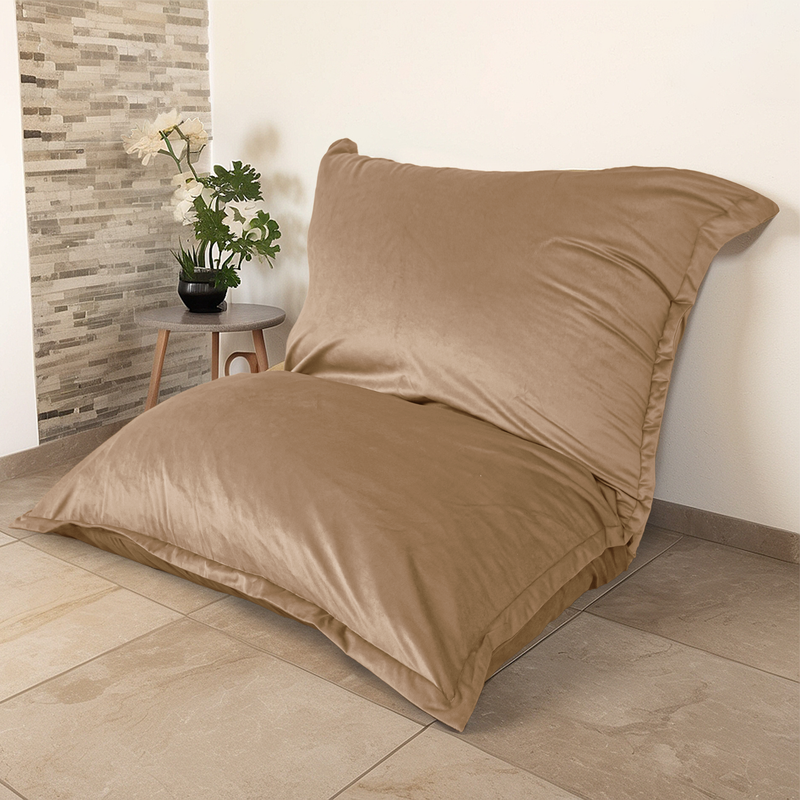 Puf Gigante XXL 190x155 Beige - Terciopelo y Espuma (Sofá de Suelo Prestige)