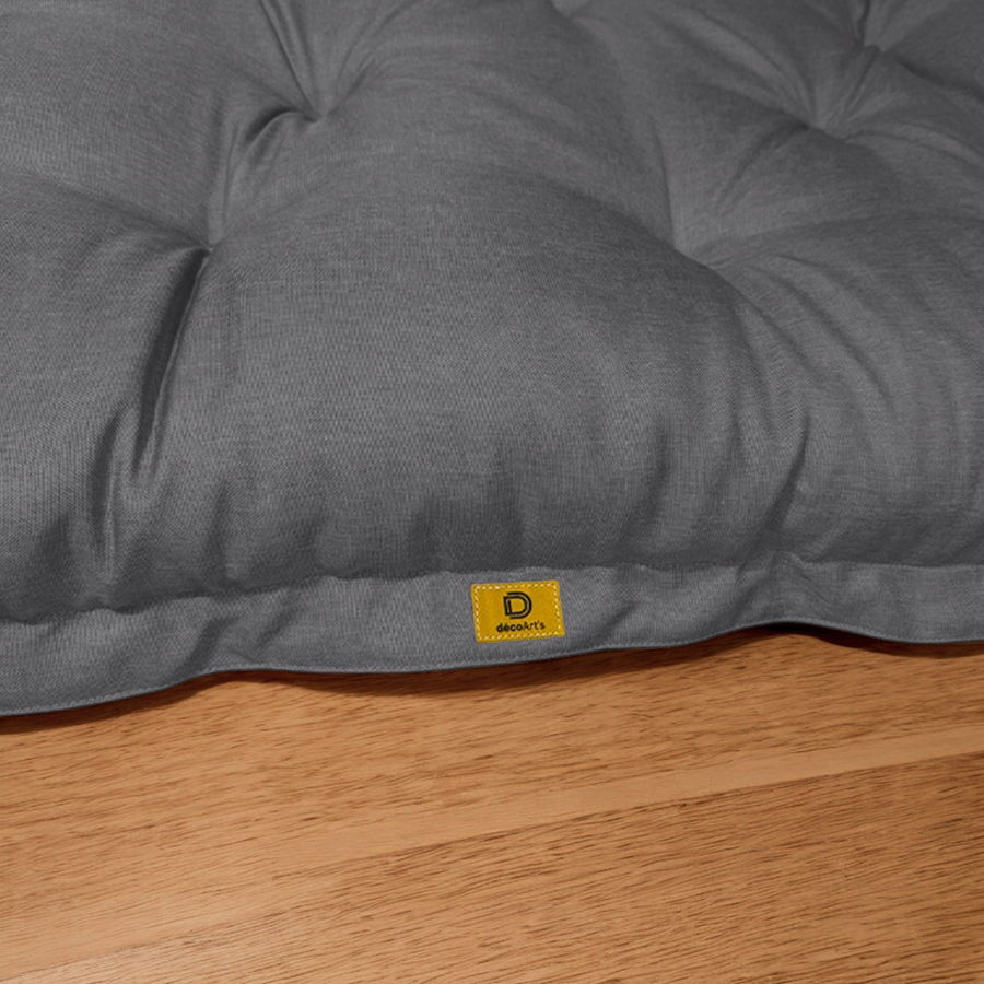 Futon de Sol XXL Effet Lin 195x100 Gris Chiné, tissu effet lin