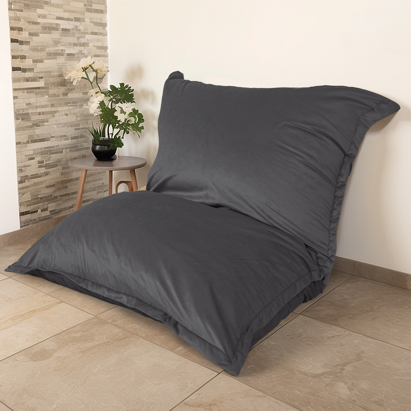 Puf Gigante XXL 190x155 Gris Oscuro - Terciopelo y Espuma (Sofá de Suelo Prestige)