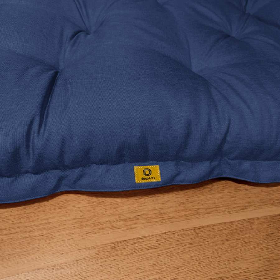Futón de Suelo XXL Efecto Lino 195x100 Azul Índigo, tejido efecto lino