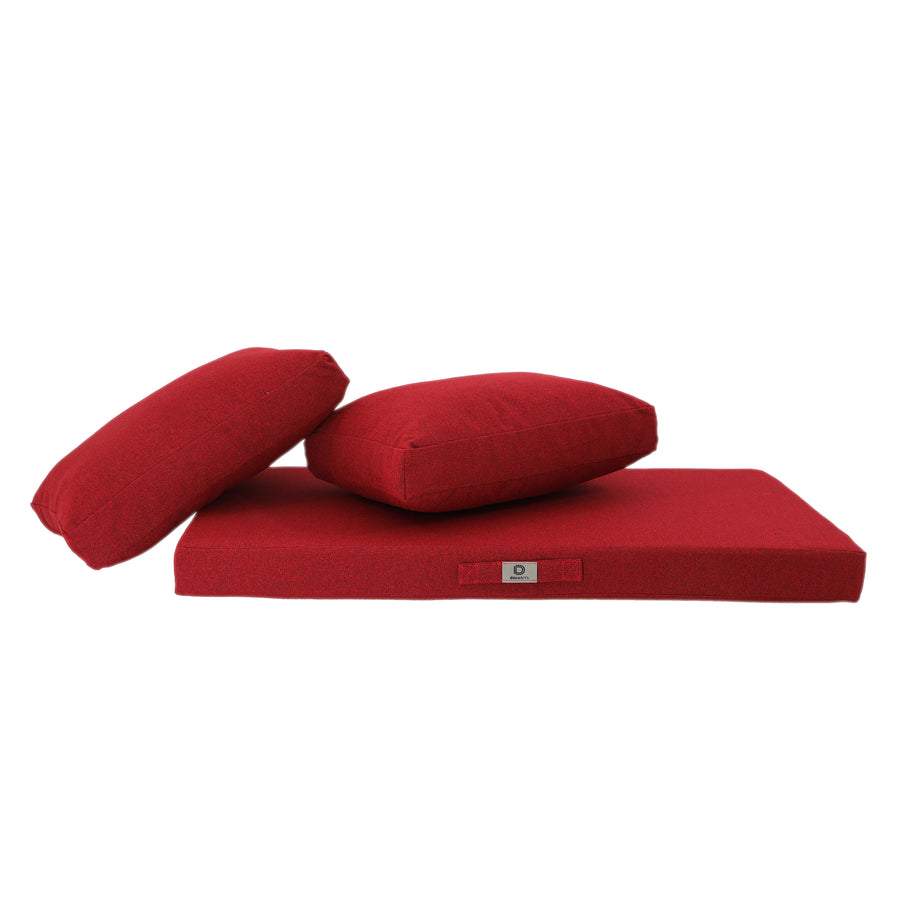 Ensemble Coussins Salon Jardin 120x60 Rouge Bordeaux, tissu anti-UV et déperlant