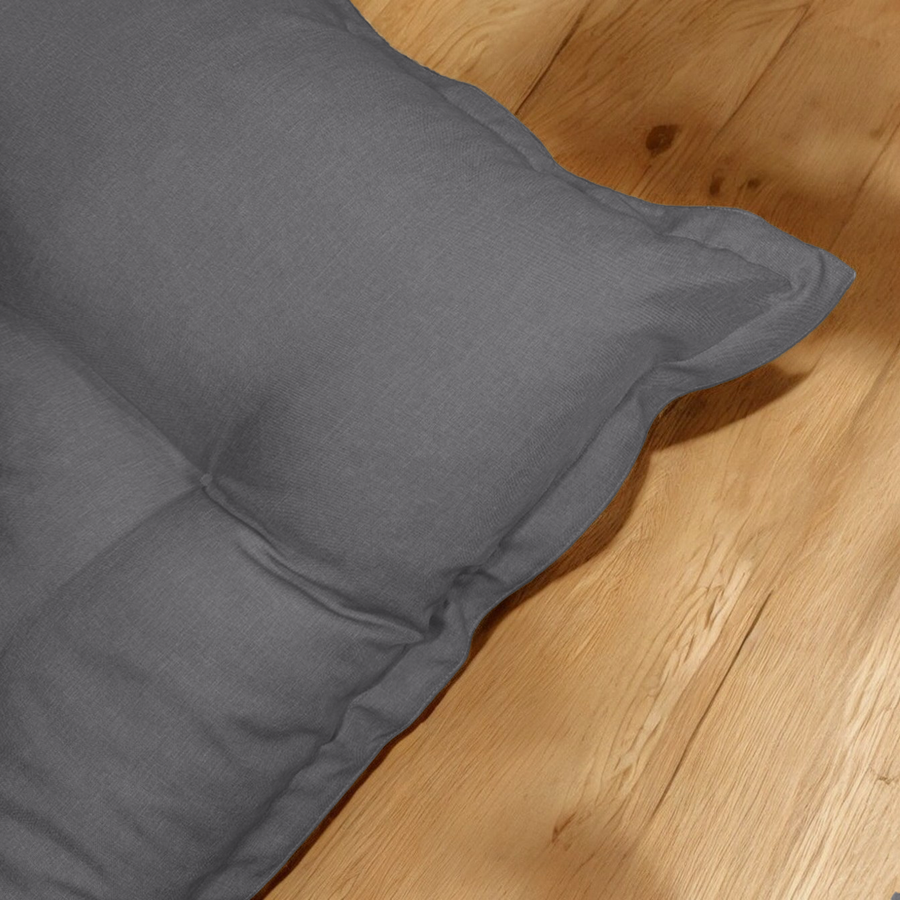 Futon de Sol XXL Effet Lin 195x100 Gris Chiné, garnissage en flocons de mousse