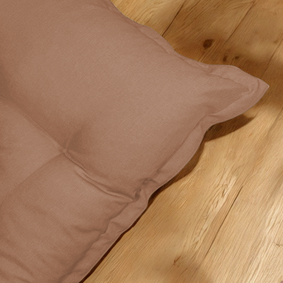 Futón de Suelo XXL Efecto Lino 195x100 Marron, relleno de copos de espuma