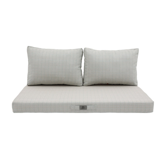 Coussins pour salon de jardin déhoussable 120x60cm Beige chiné turquoise - Deco-arts.fr
