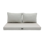 Vue d'ensemble ensemble coussins salon jardin 120x60 beige chiné turquoise