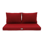 Vue d'ensemble ensemble coussins salon jardin 120x60 rouge bordeaux