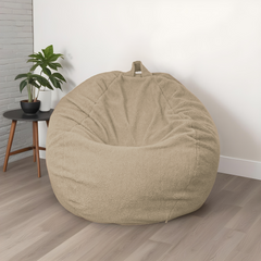 Puf gigante XXL de interior en tejido sherpa - 120x150 cm - Beige