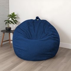 Puf gigante XXL de interior en tejido sherpa - 120x150 cm - Azul petróleo