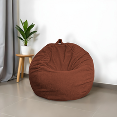 Puf de interior XL en tejido sherpa - 110x120 cm - Terracota