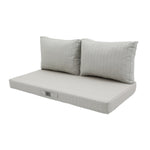 Ensemble de coussins pour salon de jardin Deco-arts.fr, beige chiné turquoise, 1 assise et 2 dossiers, 120x60 cm, tissu 270g.