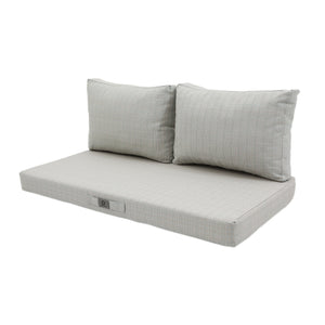 Ensemble Coussins Salon Jardin 100x50 Beige Chiné Turquoise - 1 Assise + 2 Dossiers (Premium 270g)