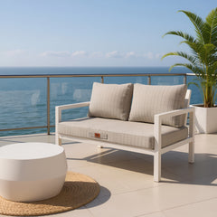 Cojines para sofá de jardín – Desenfundable y anti-UV – 120x60cm – Beige jaspeado negro– Déco Arts