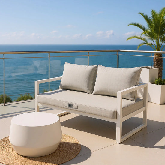 Ensemble Coussins Salon Jardin 100x50 Beige Chiné Turquoise - vue principale
