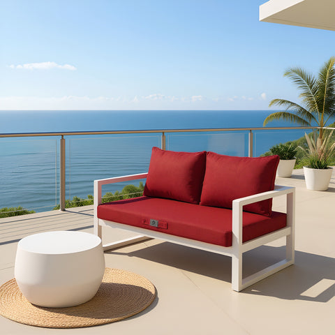 Coussins pour salon de jardin déhoussable 120x60cm Rouge bordeaux