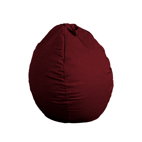 Pouf poire XL d'intérieur en tissu effet lin - 110x120 cm - Prune  - Deco-arts.fr