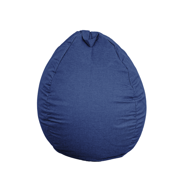 Pouf poire XL d'intérieur en tissu effet lin - 110x120 cm - Bleu indigo  - Deco-arts.fr