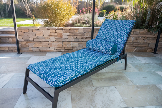 Ensemble Coussin pour Chaise Longue et Traversin 195x60x5cm & 45x18cm Motif Géométrique - Deco-arts.fr