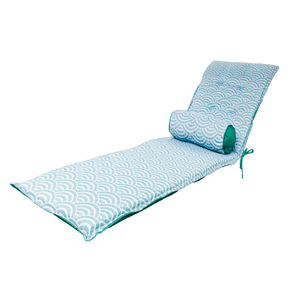 Colchoneta para Tumbona 195x60 Motif Éventails Verdes + Travesaño - Anti-UV & Hidrófugo