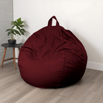 Pouf poire Géant XXL d'intérieur en tissu effet lin - 120x150 cm - Prune  - Deco-arts.fr