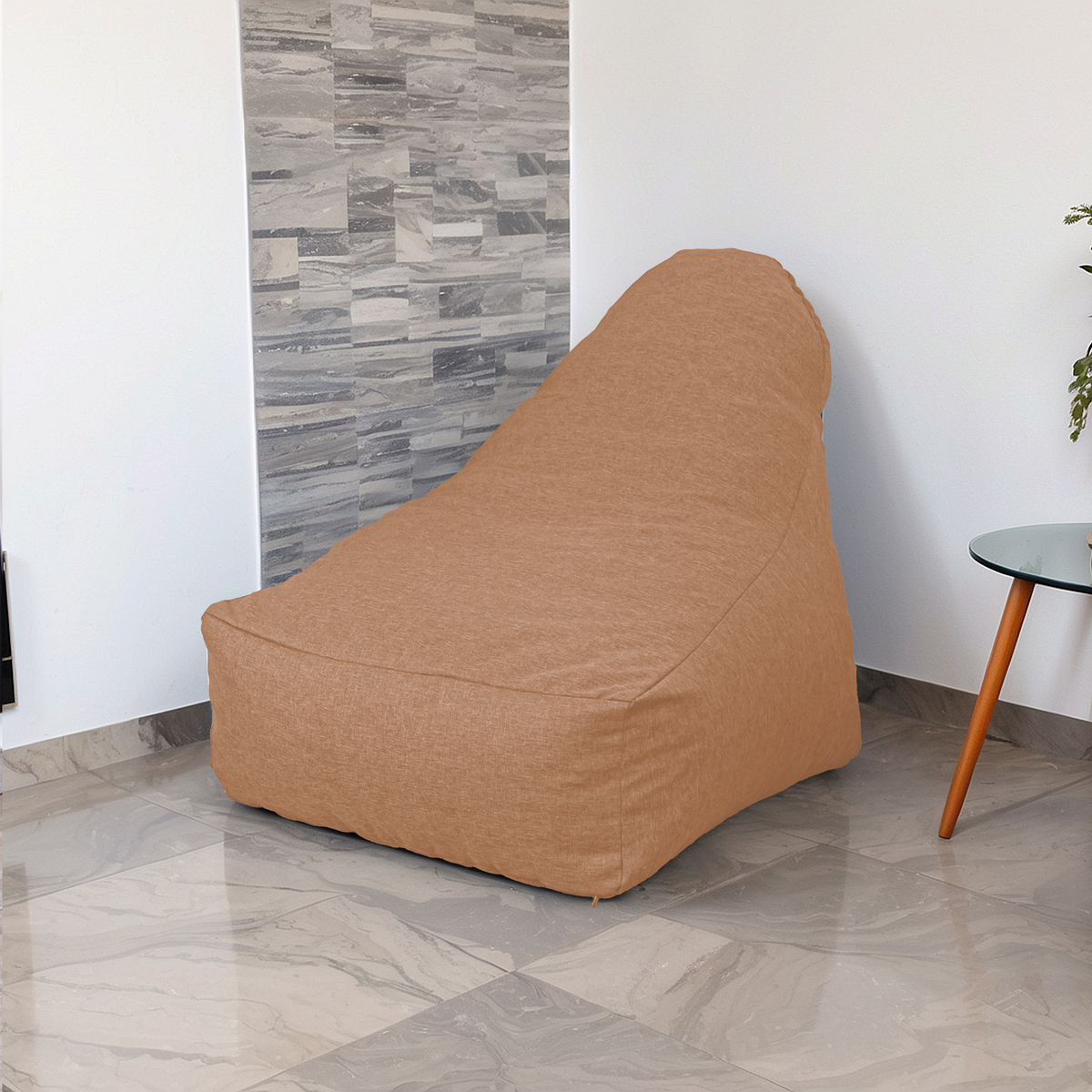 Sillón Puf XXL 120x90 Marron – Tissu Efecto Lino y Espuma (Confort de Salón)