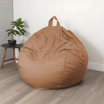 Pouf poire Géant XXL d'intérieur en tissu effet lin - 120x150 cm - Marron clair - Deco-arts.fr