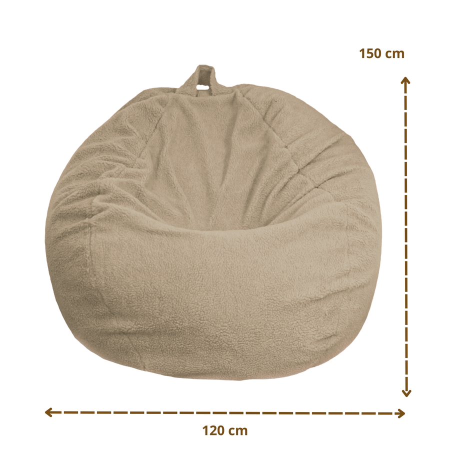 Puf Pera Gigante XXL 120x150 Beige, tejido sherpa