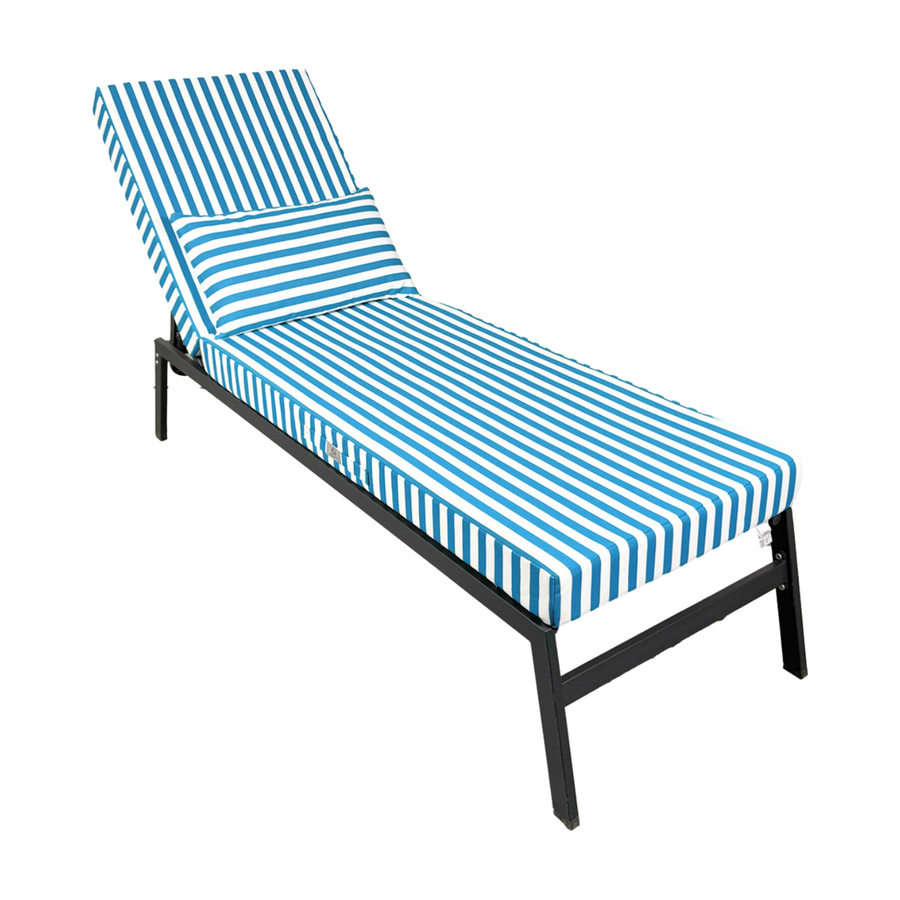 Colchoneta Premium para Tumbona 190x60 Rayas Turquesa, funda desenfundable
