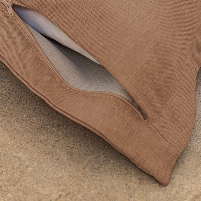 Pouf intérieur XL Housse effet lin terracotta 150x100cm - Deco-arts.fr