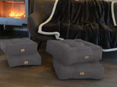 Lot de 2 Coussins de Sol Effet Lin 50x50 Gris Chiné - Épais 18cm (Haut de Gamme)