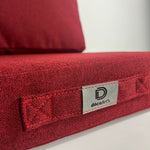 Ensemble Coussins Salon Jardin 100x50 Rouge Bordeaux - vue latérale