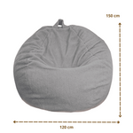 Pouf poire Géant XXL d'intérieur en tissu sherpa - 120x150 cm - Gris clair - Deco-arts.fr