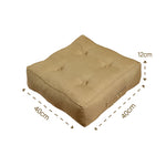 Lot de 2 poufs d'intérieur en lin beige 40x40 cm, épais de 12 cm, pour décoration et confort.