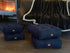 Lot de 2 coussins de sol effet lin 54 x 54 x 18 cm - bleu - Deco-arts.fr