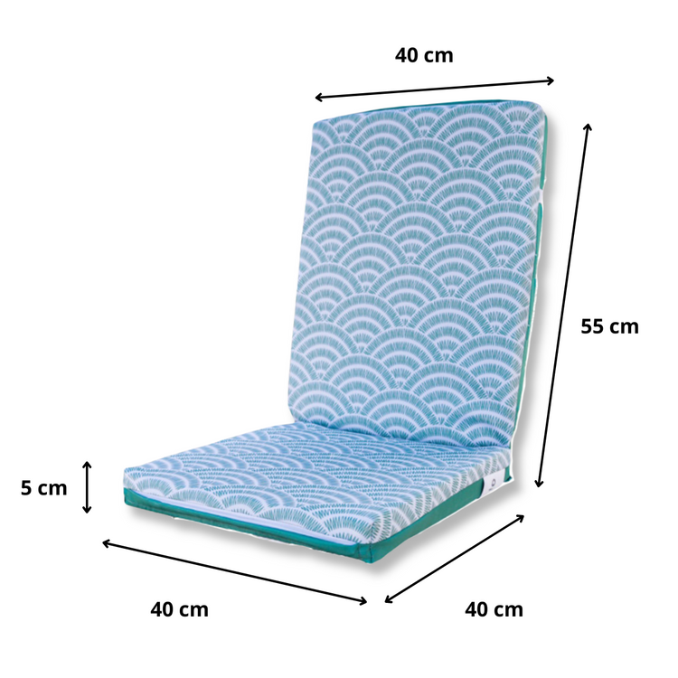 Lot de 4 Coussins pour chaises 95 x 40 cm motif Éventails Verts - Deco-arts.fr