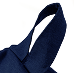 Pouf poire XL d'intérieur en tissu effet lin - 110x120 cm - Bleu indigo  - Deco-arts.fr