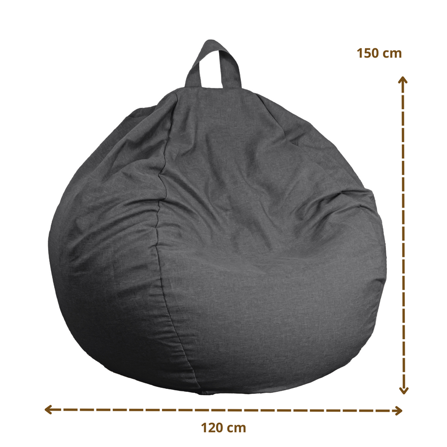 Puf Pera Gigante XXL 120x150 Gris Chiné, tejido efecto lino