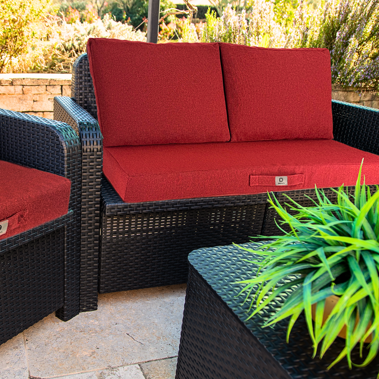 Coussins pour salon de jardin déhoussable 120x60cm Rouge bordeaux - Deco-arts.fr