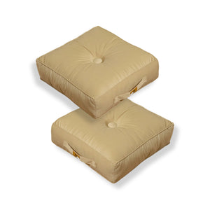 Lot de 2 Poufs Velours 40x40 Crème - Épais 14cm (Coussin de Sol Intérieur)