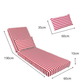Matelas Transat Premium 190x60 Rayure Rouge - Épais 10cm & Têtière (Déhoussable)