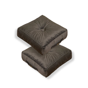 Lot de 2 Poufs Velours 40x40 Gris Foncé - Épais 14cm (Coussin de Sol Intérieur)