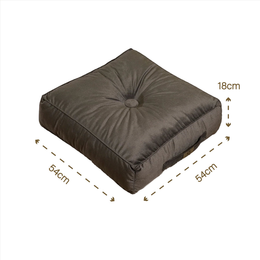 Lote de 2 Pufs de Terciopelo XL 54x54 Gris Oscuro – foto 4