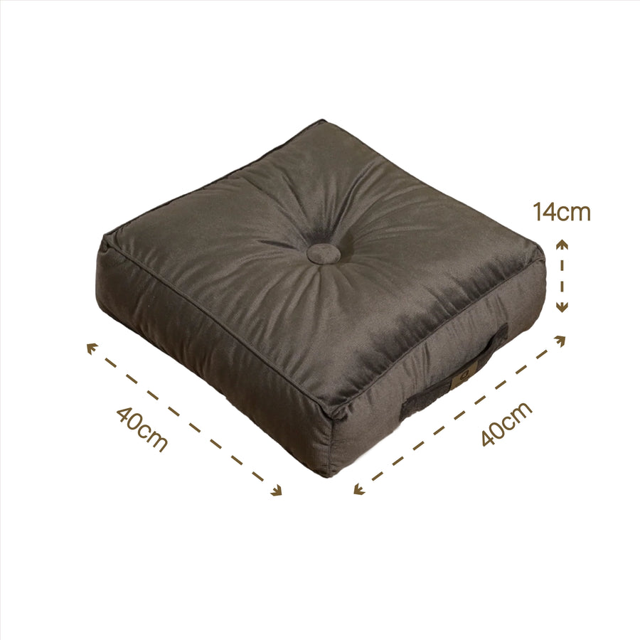 Lote de 2 Pufs de Terciopelo 40x40 Gris Oscuro, para interior