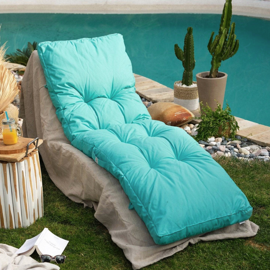 Coussin bain de soleil 185 x55cm Bleu caraïbes - Deco-arts.fr