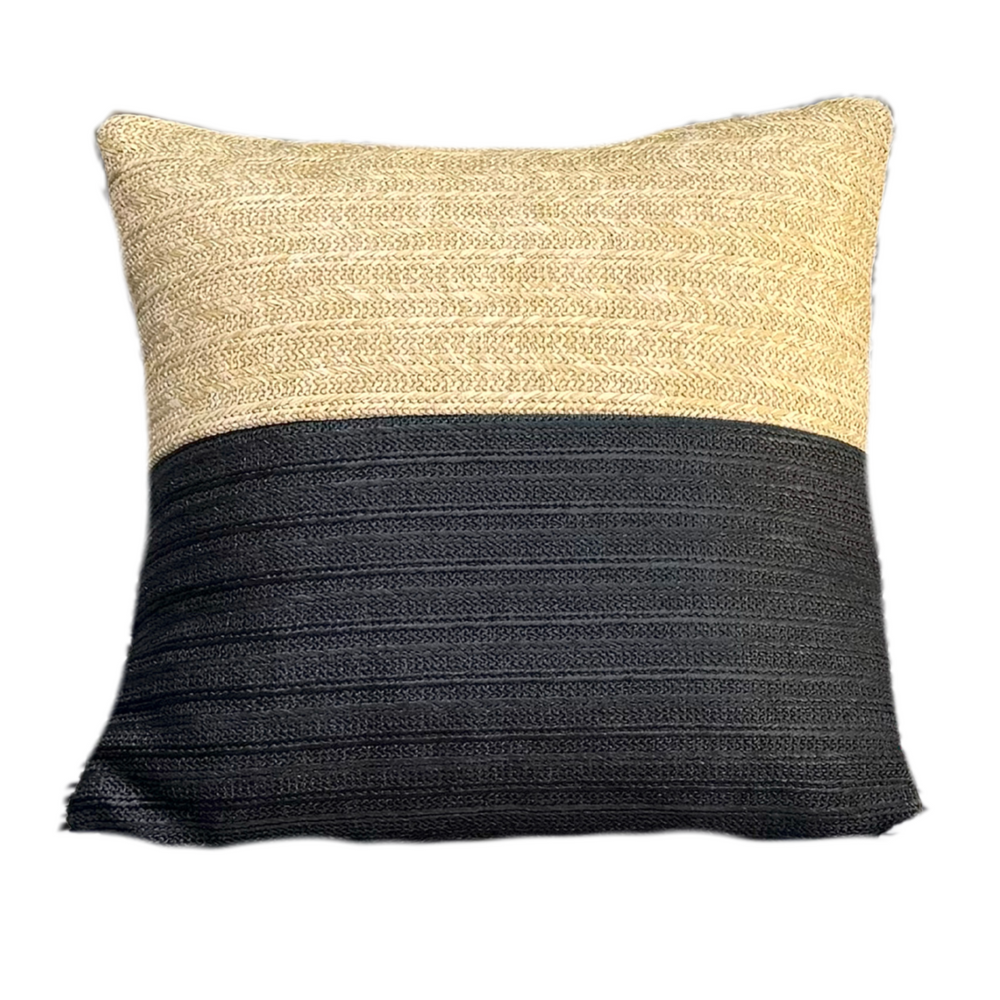 Funda de Cojín Efecto Rafia Bicolor 45x45, tejido efecto rafia