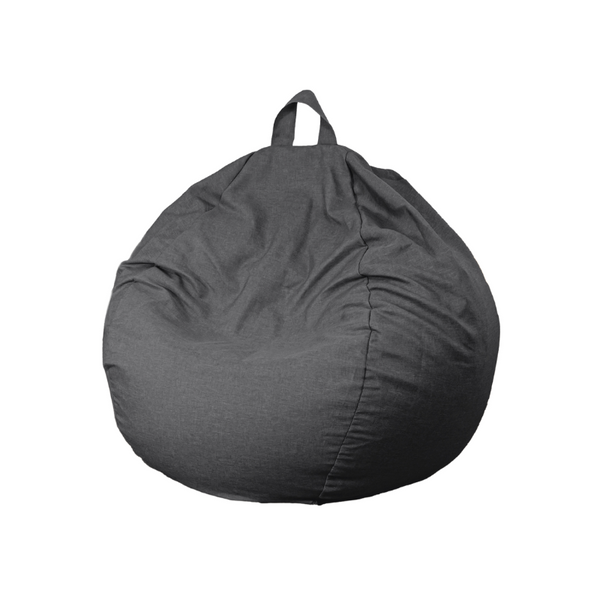 Pouf poire XL d'intérieur en tissu effet lin - 110x120 cm - Gris chiné  - Deco-arts.fr